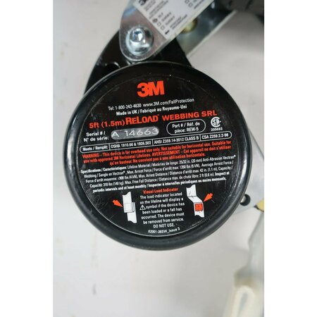 3M Self-Retracting Lifeline, 5 ft, 310 lb Weight Capacity DL-REW-5